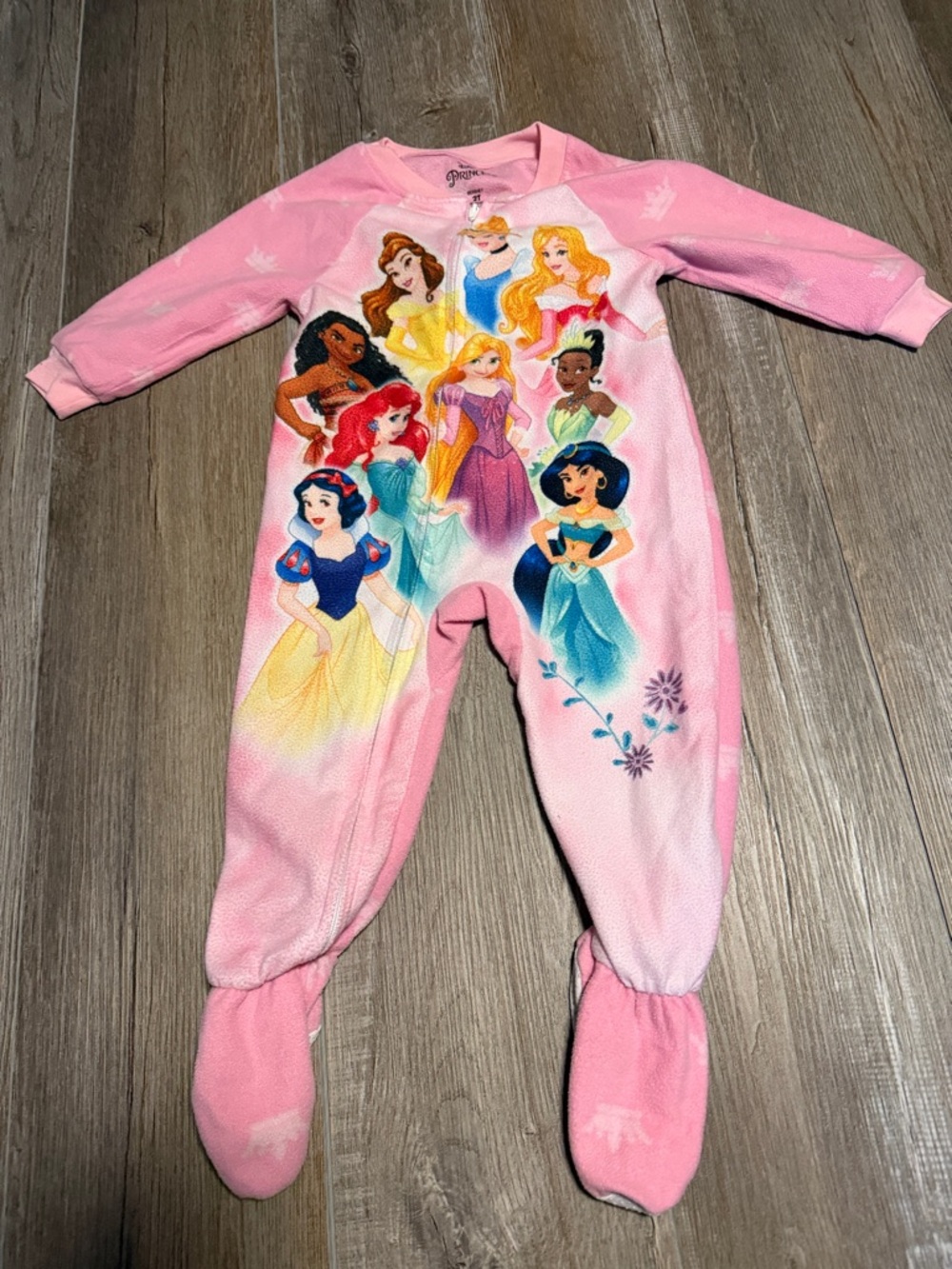 Disney Pink Princess Fleece Footed One-Piece Pajamas